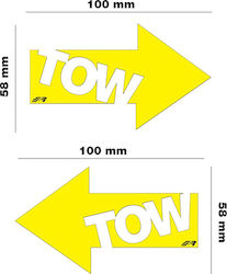 Simoni Racing Car Stickers ''TOW'' 10 x 5.8cm in Yellow Colour 2pcs