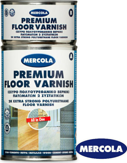 Mercola Premium Floor Varnish Βερνίκι Επιφάνειας Πολυουρεθάνης 2 Συστατικών Διαλύτου Άχρωμο Ματ 1lt