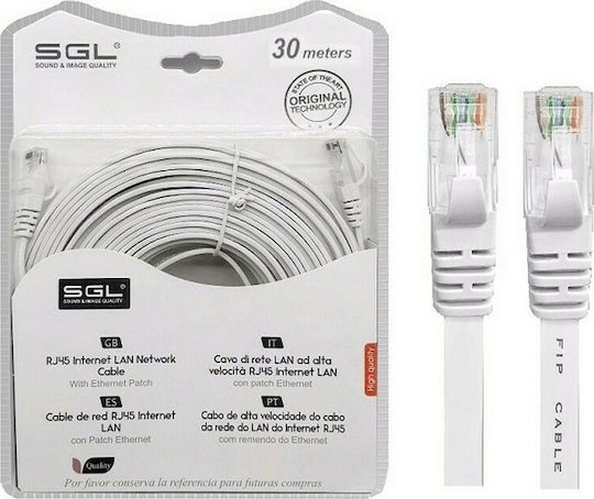 SGL U/UTP Cat.5 (100Mbps) Καλώδιο Δικτύου Ethernet 30m Λευκό