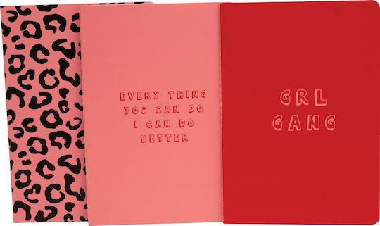 Gim Girl Gang Set 3 Notebooks 30 Sheets A5 Ruled Multicolour