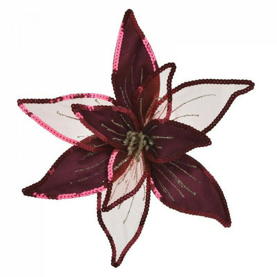 Inart Christmas Fabric Decorative Flower 30cm 2pcs