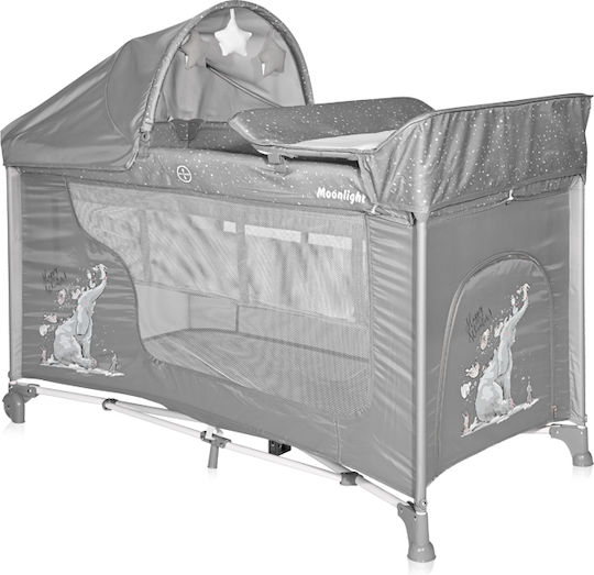 Lorelli Moonlight Rocker Playpen 2 Levels with Changing Table & Mattress Grey Fun 126x70cm