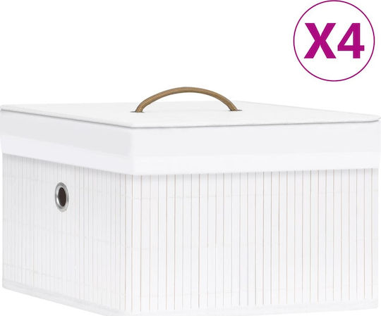 vidaXL Wooden Storage Box with Lid White 31x31x20cm 4 Pieces