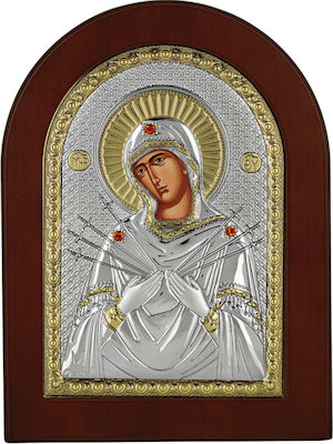 Prince Silvero Silver Holy Mary Icon 15x21cm