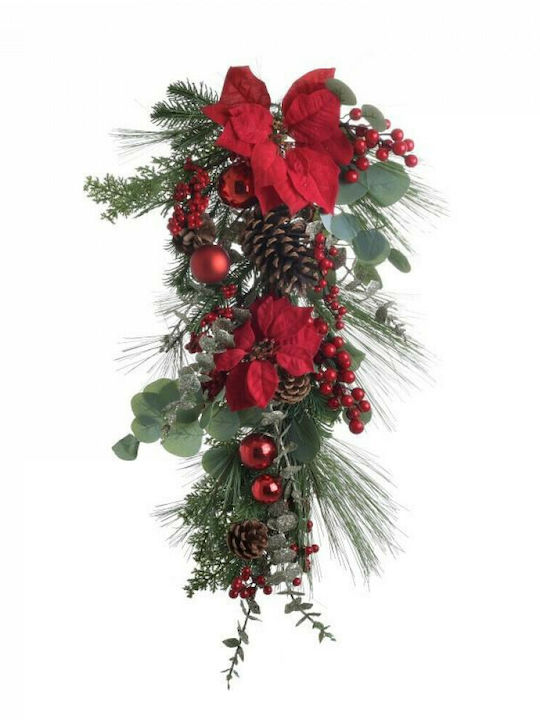 Inart Χριστουγεννιάτικο Διακοσμητικό Ξύλινο Λουλούδι Μήκους 76εκ.