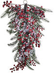 Inart Χριστουγεννιάτικο Διακοσμητικό Ξύλινο Λουλούδι Μήκους 66εκ. Χιονισμένο