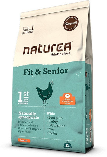 Naturea Elements Fit & Senior 2кг Суха Храна Диетичен за Възрастни Кастрирани Кучета с Пилешко
