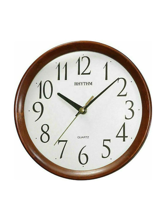 Rhythm Silent Wall Clock Wooden Brown Ø20.4cm