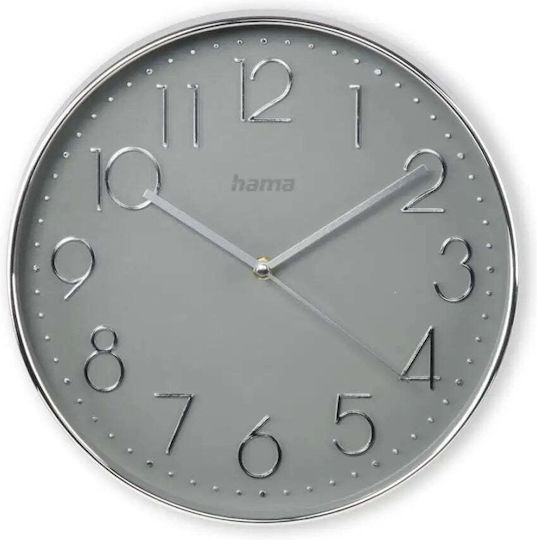 HAMA Ρολόι Τοίχου Πλαστικό Silver Grey Ø30cm HAMA Ρολόι Τοίχου Πλαστικό Silver Grey Ø30cm