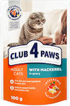 Club 4 Paws Φακελάκι Wet Food for Adult Cats In Pouch with Mackerel Σκουμπρί σε Σάλτσα 1pc 100gr