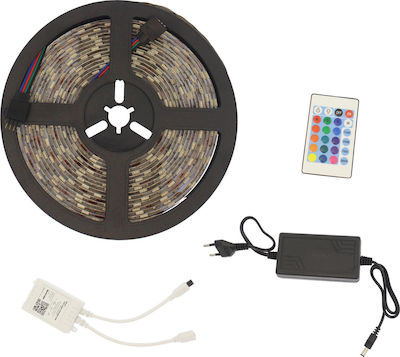 Andowl LED Strip Power Supply 12V RGB Length 5m Set with Remote Control and Power Supply SMD5050