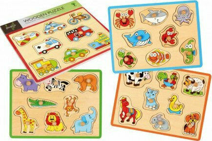 Wooden Kids Puzzle Animals 8pcs (Various Designs) 1pc Joueco