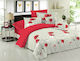 Le Blanc Sheet Sets Queen with Elastic 160x200+30cm. Anemone Red 4pcs