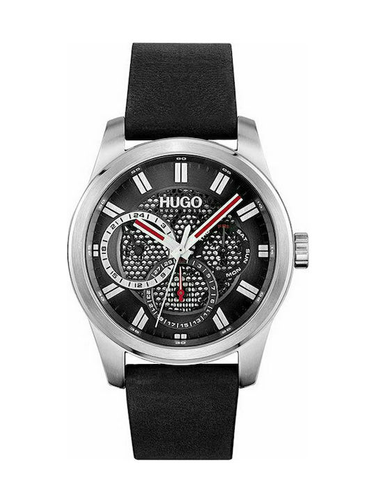 Hugo Boss Ρολόι Skeleton Χρονογράφος με Μεταλλικό Μπρασελέ σε Μαύρο χρώμα