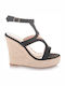 Famous Shoes Women's Ankle Strap Platforms Black