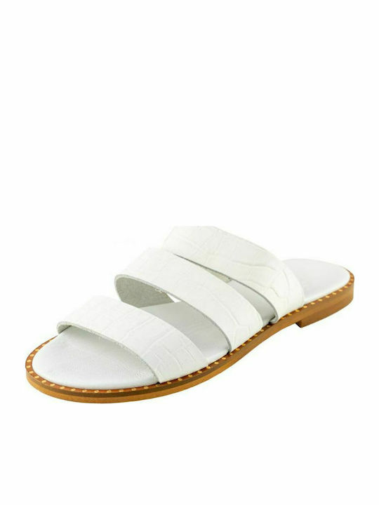 KOUROS LEATHER SANDALS-28-20-CROCO WHITE