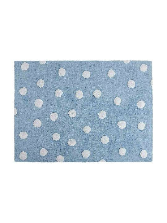 Lorena Canals Handmade Kids Cotton Rug Polka Dots Clouds 120x160cm Blue-White