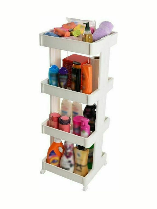 Cărucior de Bucătărie Plastic în culoarea Alb 4 Sloturi 37.5x23x101cm