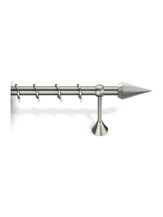 Viobrass Μεταλλικό Κουρτινόξυλο Μονό Φ25mm 260εκ. Νίκελ Ματ