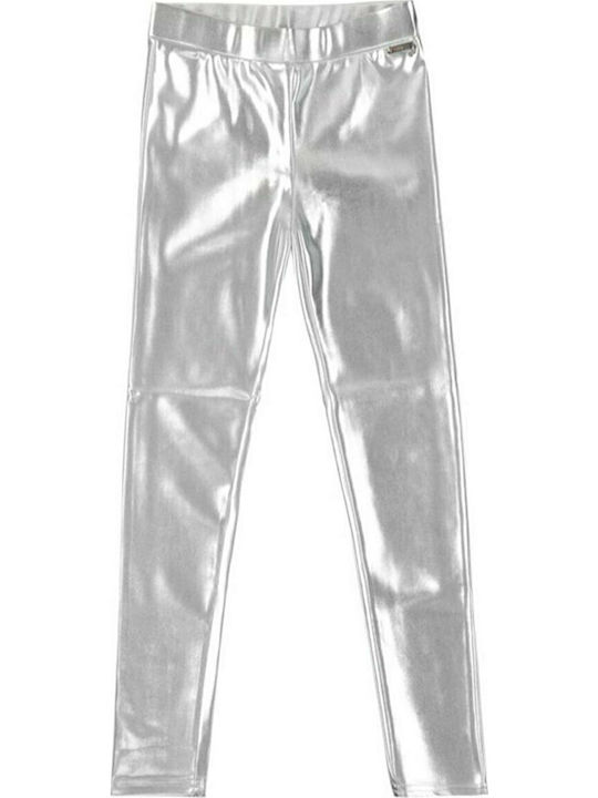 Guess Kinder Leggings Lang Silber Κολάν Coated Jersey