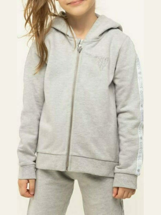 Kids Sweatshirt Cardigan Cotton with Hood Gray Active