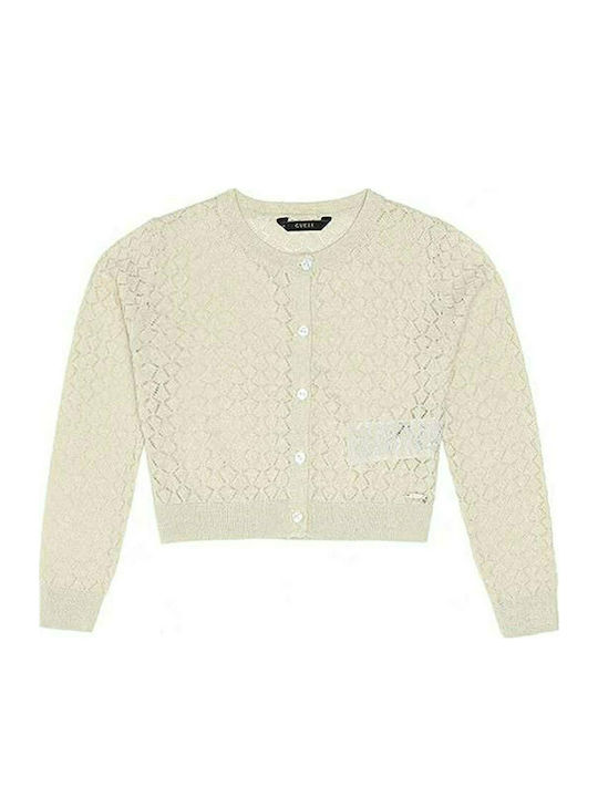 Guess Girls Knitted Cardigan with Buttons Beige