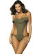 M-468 Strapless Swimsuit with Cutouts Push Up Khaki