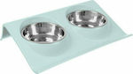 Ανοξείδωτο Μπολ Φαγητού & Νερού για Σκύλο με Βάση 38x15εκ. σε Ασημί χρώμα 2 θέσεων των 350ml 14.5cm