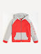 Kids Sweatshirt Cardigan with Hood Red Block