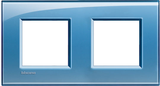 Legrand Bticino Living Light Switch Frame 2 Positions Horizontal Installation 2x2 Elements in Blue Color LNA4802M2AD