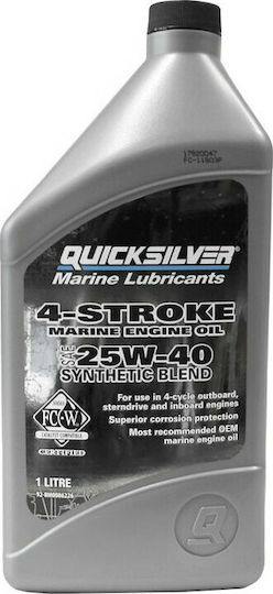 Quicksilver 25W-40 Sintetic Ulei Barca 4T Ulei sintetic pentru motoare cu patru timpi de barcă 25W-40 1 litru 1lt