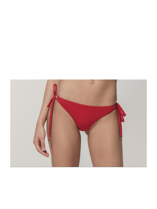 Luna Blue Sense Bikini Slip with Ties Red