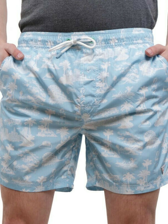 Guess Men's Swimwear Shorts Light Blue with Patterns