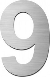 Zogometal House Number 9 Sign Silver 7cm Inox Matt