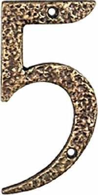 Roline Πινακίδα με Αριθμό 5 σε Χρυσό Χρώμα Αντικέ 10cm