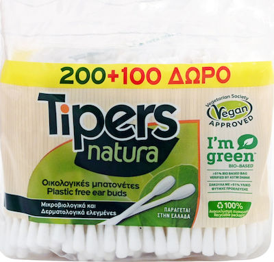 ΜΕΓΑ Tipers Natura Cotton Buds Οικολογικές 300pcs