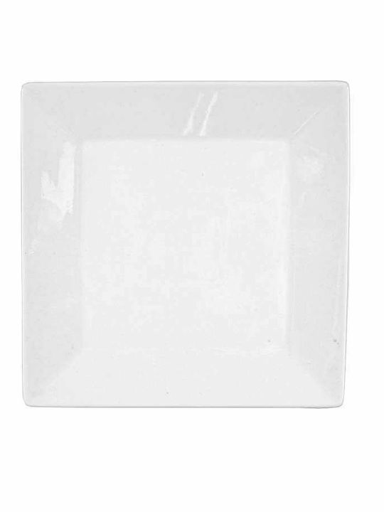 Art et Lumiere Line Plate Desert Square made of Porcelain White 17x17cm