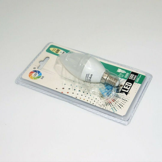 LED Bulb 6W 100mm for E14 Socket and C37 Shape Cool White 500lm