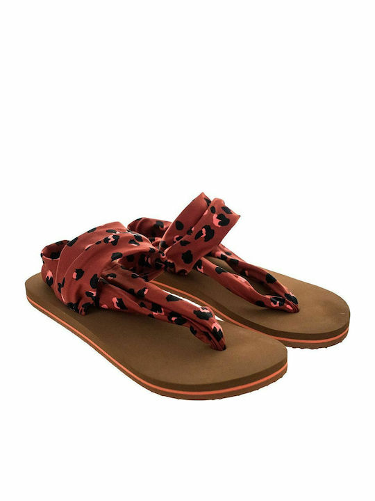 Ditsy Women's Flat Sandals Flatforms in Red Color