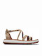 Clarks Jemsa Strap Leder Damen Flache Sandalen Anatomisch in Beige Farbe