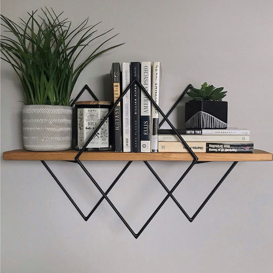 Wall Shelf Chantria Walnut / Black 60x14x36cm