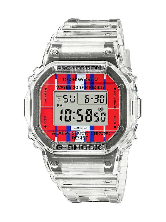 Casio G-Shock Ceas Digital Pentru Bărbați 43,8mm Cu Baterie Și Curea Din Cauciuc Albă