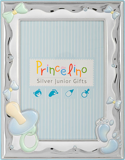 Prince Silvero Baby Feet Children's Silver Blue Photo Frame 9x13cm