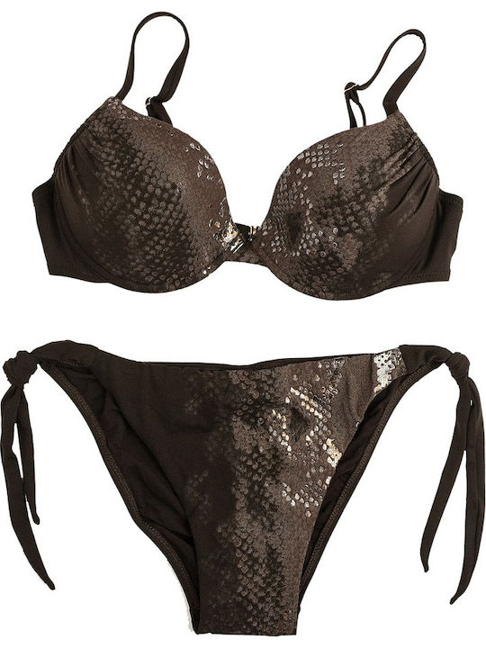 Luna Erin Set Bikini Push Up Brazil Καφέ