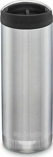 Klean Kanteen TKWide Recyclable Glass Thermos Stainless Steel BPA Free 470ml Silver with Loop