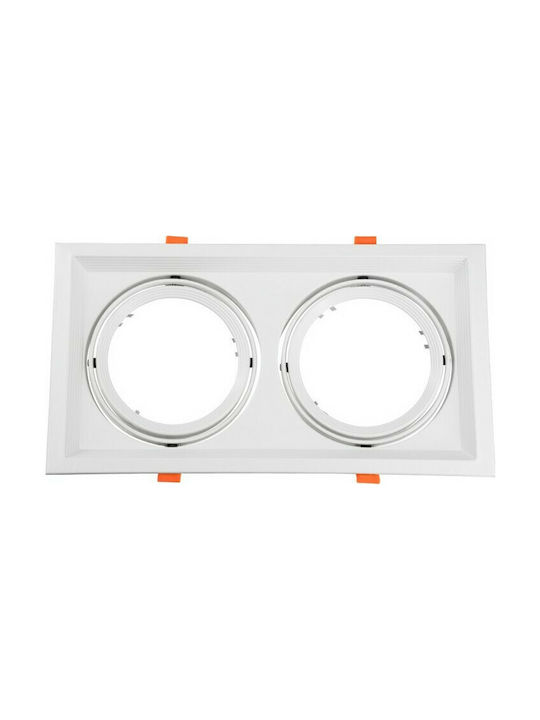 GloboStar Rectangle Metallic Frame for Spot GU10 AR111 White 33.5x17.5cm. 1pcs