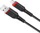 Hoco Victory X59 Braided USB-A la Cablu Lightning 12W Negru 1m (HC-X59-LIGHT-BLC)