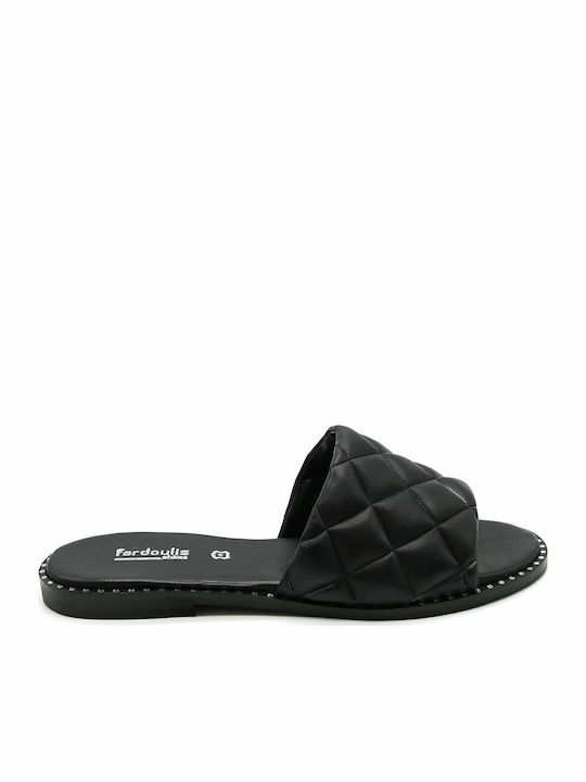 Fardoulis Leather Women's Flat Sandals in Black...