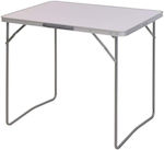 Metallic Foldable Table for Camping 80x60x69cm White