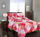 Silk Fashion Pinksonic Set Coverlet Queen Size Cotton Red 220x240cm 3pcs